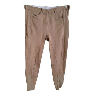HR Farm Women’s size 30 Tan Side Pocket Riding Pants Equestrian Breeches Stretch